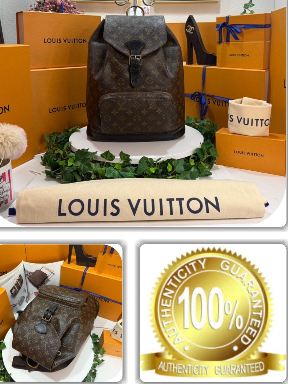 REGAL LOUIS VUITTON GM MONOGRAM BLACK TRIM BACKPACK! (JUNK CONDITION)